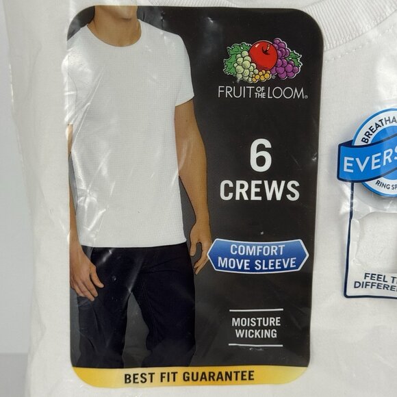 Fruit of The Loom NEW 6 White 3XL 54-56 Inch Crew Neck T-Shirts 100% Cotton - Picture 2 of 9